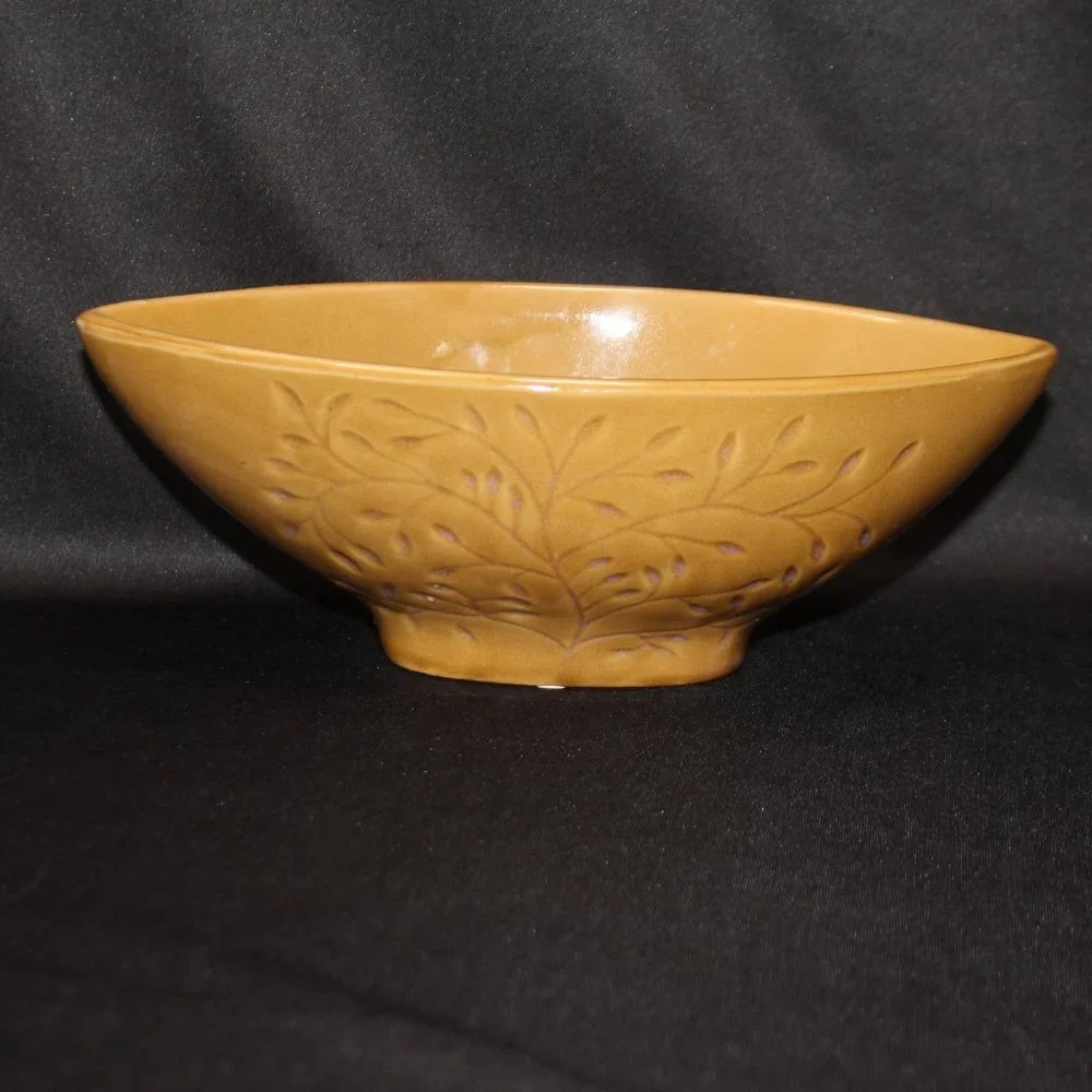 Vintage Harvest Gold Color Pottery Vase Plant Container
